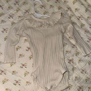 Rylee + Cru Beige Ribbed Bodysuit